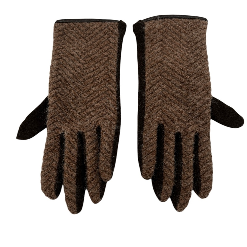Angora Wool Brown Gloves size Small S with 4 Phone Tip Fingers. Beauty & comfort